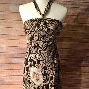 Ann TaylorTan, Black, White and Cream halter-backless Dress